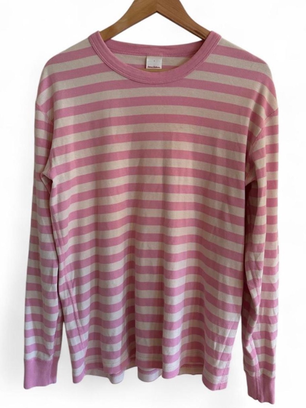 Hanna Andersson Pink Cream Striped Cotton Long Sleeve Top L Preppy Scandinavian - Picture 2 of 7